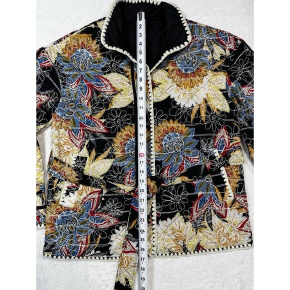 7 For All Mankind Women’s Quilted Embroidered Jacket Size M Multicolor Boho Y2K - Picture 6 of 7